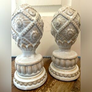 A pair of vintage ceramic pinecone/pineapple